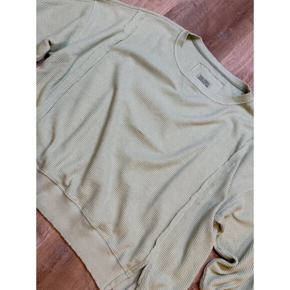 American Eagle This Feels Seriously Lived In Waffle Knit Oversized Crewneck Swea - Picture 5 of 5